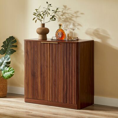 XISRENS Credenza Moderna Con Pannelli Incassati E Ripiani Regolabili In Altezza, Mobile Tv O Buffet Per Soggiorno E Sala Da Pranzo, Piano Impermeabile, 80x40x80 Cm, Marronewl XISRENS Credenza Moderna Con Pannelli Incassati E Ripiani Regolabili In Altezza, Mobile Tv O Buffet Per Soggiorno E Sala Da Pranzo, Piano Impermeabile, 80x40x80 Cm, Marronewl
