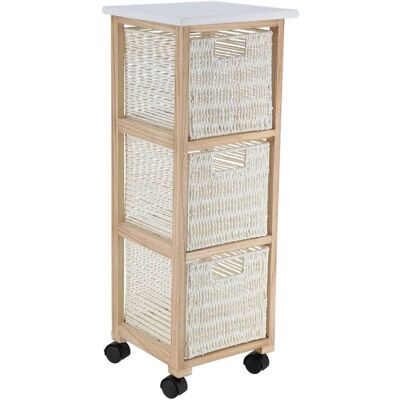 TENDANCE Mobile Quadrato Su Ruote 3 Cassetti Carta Pm Paulownia Struttura Mdf Pioppo - Bianco Naturale - TENDANCE Mobile Quadrato Su Ruote 3 Cassetti Carta Pm Paulownia Struttura Mdf Pioppo - Bianco Naturale -