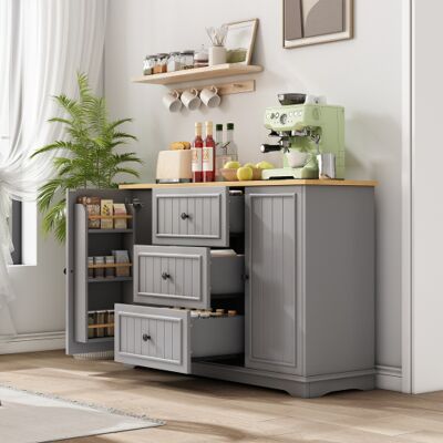 XISRENS Credenza Moderna Ed Elegante Con 3 Cassetti E Ante Tipo Frigorifero, Mobile Buffet Per Sala Da Pranzo, Soggiorno E Corridoio (grigio) XISRENS Credenza Moderna Ed Elegante Con 3 Cassetti E Ante Tipo Frigorifero, Mobile Buffet Per Sala Da Pranzo, Soggiorno E Corridoio (grigio)