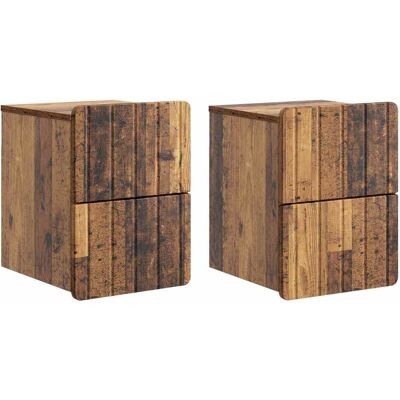VIDAXL Mobiletto Da Notte A Muro 2 Pz Legno Antico 33 X 34,5 X 43 Cm VIDAXL Mobiletto Da Notte A Muro 2 Pz Legno Antico 33 X 34,5 X 43 Cm