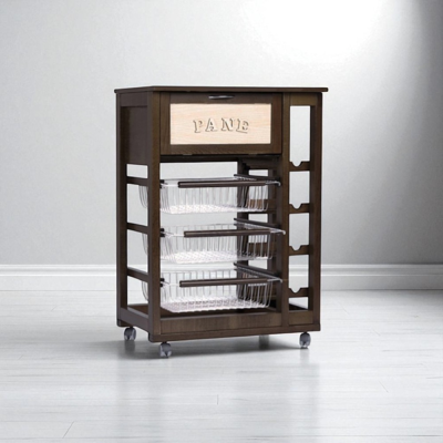 LIBEROSHOPPING Carrello Portafrutta Con Portapane E Portabottiglie Noce LIBEROSHOPPING Carrello Portafrutta Con Portapane E Portabottiglie Noce