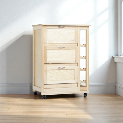 LIBEROSHOPPING - Carrello Mobiletto Con Ante A Ribalta E Portabottiglie In Legno Naturale LIBEROSHOPPING - Carrello Mobiletto Con Ante A Ribalta E Portabottiglie In Legno Naturale