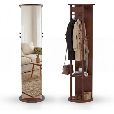 COSTWAY Appendiabiti Girevole A 360° Con Specchio, Specchio A Figura Con Ripiani E Ganci,stile 3 COSTWAY Appendiabiti Girevole A 360° Con Specchio, Specchio A Figura Con Ripiani E Ganci,stile 3