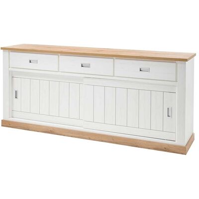 ARREDITALY Credenza Soggiorno 3 Cassetti 2 Ante Scorrevoli 4 Ripiani Interni Mobile Dispensa Buffet Madia Cucina Zona Living Design Classico Moderno 220 X 50 X 95 Cm Bianco E Rovere ARREDITALY Credenza Soggiorno 3 Cassetti 2 Ante Scorrevoli 4 Ripiani Interni Mobile Dispensa Buffet Madia Cucina Zona Living Design Classico Moderno 220 X 50 X 95 Cm Bianco E Rovere
