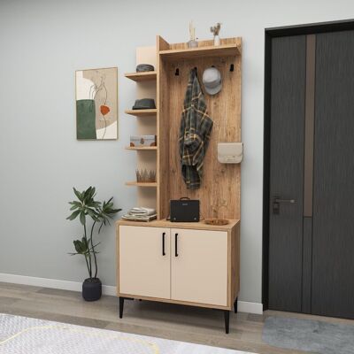 DMORA Mobile Da Ingresso Formigaro, 6 Paia, 7 Ripiani, Appendiabiti, 74x33x183h Cm Marrone Rovere Nodi DMORA Mobile Da Ingresso Formigaro, 6 Paia, 7 Ripiani, Appendiabiti, 74x33x183h Cm Marrone Rovere Nodi