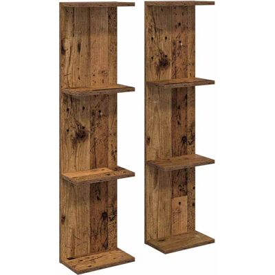 VIDAXL Scaffale Da Parete 2 Pz Legno Antico 25 X 15 X 100 Cm VIDAXL Scaffale Da Parete 2 Pz Legno Antico 25 X 15 X 100 Cm