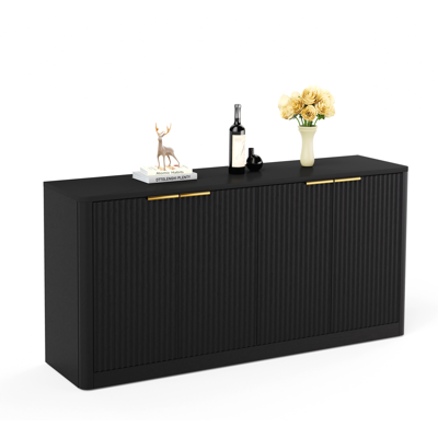 STILVORA Madia Con 4 Ante, Mobile Contenitore Versatile Per Soggiorno E Cucina, In Mdf, Nero STILVORA Madia Con 4 Ante, Mobile Contenitore Versatile Per Soggiorno E Cucina, In Mdf, Nero