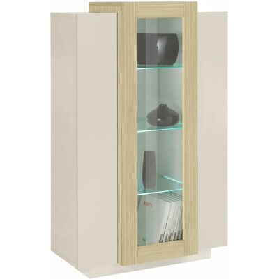 TOPQUALITY FURNITURE Vetrina Mobile Da Soggiorno 3 Ante Beige Rovere Vetro Moderna 5 Ripiani TOPQUALITY FURNITURE Vetrina Mobile Da Soggiorno 3 Ante Beige Rovere Vetro Moderna 5 Ripiani