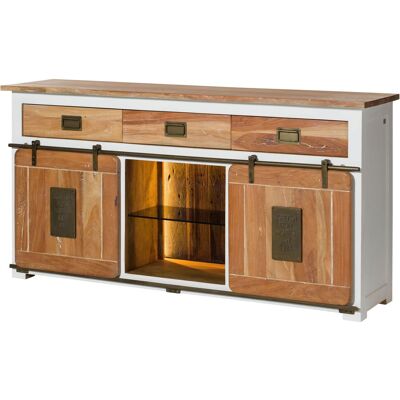 Massivmoebel24 Credenza Mango / Legno Riciclato Bianco Laccato 180x45x90 (bxtxh) Montato Railway Lux 502 Massivmoebel24 Credenza Mango / Legno Riciclato Bianco Laccato 180x45x90 (bxtxh) Montato Railway Lux 502