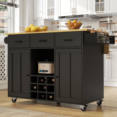 MODENVIE Carrello Da Cucina Con 3 Cassetti E 2 Ante, Piano Pieghevole, Portasciugamani E Portaspezie, 104 X 39.5 X 91.5 Cm MODENVIE Carrello Da Cucina Con 3 Cassetti E 2 Ante, Piano Pieghevole, Portasciugamani E Portaspezie, 104 X 39.5 X 91.5 Cm