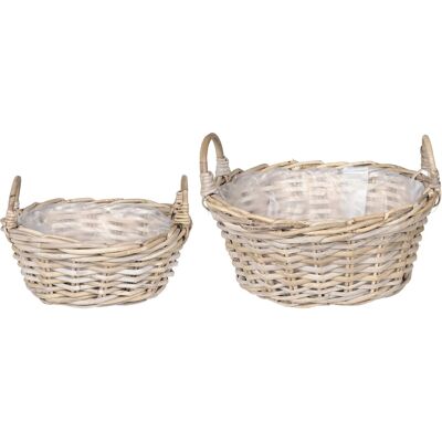 VIDAXL Cesto Per Piante Gendt 2 Pz Grigio Naturale Rattan Kubu VIDAXL Cesto Per Piante Gendt 2 Pz Grigio Naturale Rattan Kubu