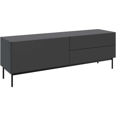 SELSEY Olio - Mobile Tv Con Un'anta A Ribalta E 2 Cassetti - 160 Cm - Nero SELSEY Olio - Mobile Tv Con Un'anta A Ribalta E 2 Cassetti - 160 Cm - Nero