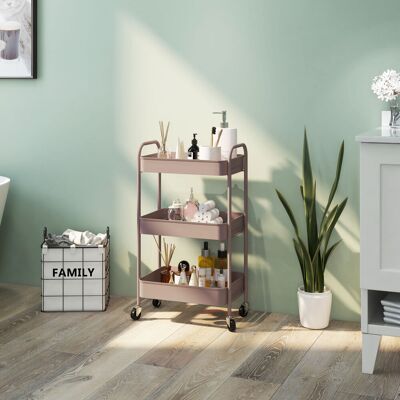 PZCC Carrello Portaoggetti Con 3 Cestini E Struttura In Acciaio Per Soggiorno, Camera Da Letto, Ufficio, Cucina, 45x30,6x79 Cm, Rosa PZCC Carrello Portaoggetti Con 3 Cestini E Struttura In Acciaio Per Soggiorno, Camera Da Letto, Ufficio, Cucina, 45x30,6x79 Cm, Rosa