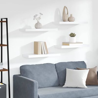 vidaXL 4x Mensole a Sospensione Bianche 60x23.5x3.8 cm MDF - Mensole vidaXL 4x Mensole a Sospensione Bianche 60x23.5x3.8 cm MDF - Mensole