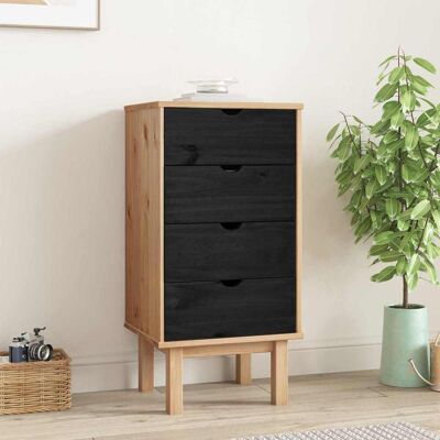 VIDAXL Cassettiera Otta Nero 45 X 39 X 90 Cm Legno Massello Di VIDAXL Cassettiera Otta Nero 45 X 39 X 90 Cm Legno Massello Di