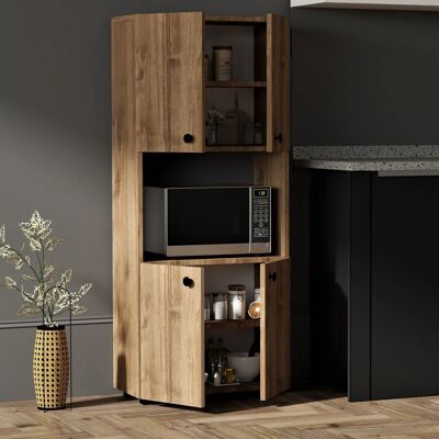 DMORA Credenza Sestu, Madia 2 Ripiani, 4 Ante, 5 Vani, 60x31x140h Cm Marrone Noce DMORA Credenza Sestu, Madia 2 Ripiani, 4 Ante, 5 Vani, 60x31x140h Cm Marrone Noce
