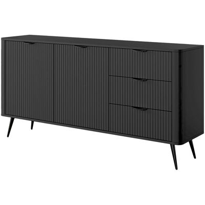 ARREDITALY Madia Soggiorno Con 2 Ante E 3 Cassetti Credenza Salvaspazio Moderna Elegante Per Soggiorno Camera Con Motivo Cannettato Piedini Slanciati 163 X 81 X 38 Cm Nero ARREDITALY Madia Soggiorno Con 2 Ante E 3 Cassetti Credenza Salvaspazio Moderna Elegante Per Soggiorno Camera Con Motivo Cannettato Piedini Slanciati 163 X 81 X 38 Cm Nero