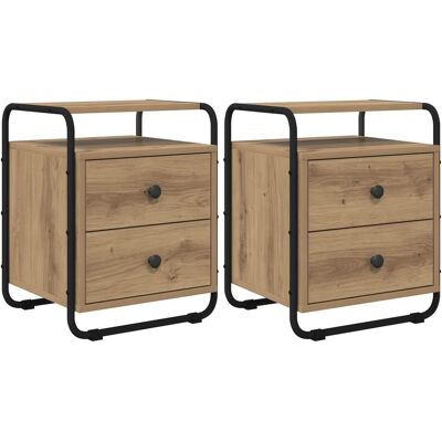 VIDAXL Armadio Da Notte 2 Pz Rovere Artigianale Legno Ingegnerizzato VIDAXL Armadio Da Notte 2 Pz Rovere Artigianale Legno Ingegnerizzato
