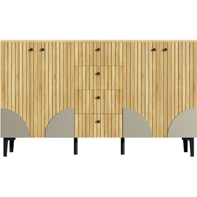 ELVMI Madia Con 4 Ante E 4 Cassetti Per Soggiorno Sala Da Pranzo O Ingresso In Pannello Di Particelle 160 × 36 × 94 Cm Rovere ELVMI Madia Con 4 Ante E 4 Cassetti Per Soggiorno Sala Da Pranzo O Ingresso In Pannello Di Particelle 160 × 36 × 94 Cm Rovere