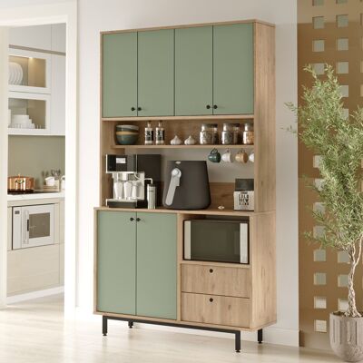 DMORA Credenza Pianella, Madia 2 Cassetti, 4 Ripiani, Apertura Battente, Scorrevole, 120x36x205h Cm Verde DMORA Credenza Pianella, Madia 2 Cassetti, 4 Ripiani, Apertura Battente, Scorrevole, 120x36x205h Cm Verde