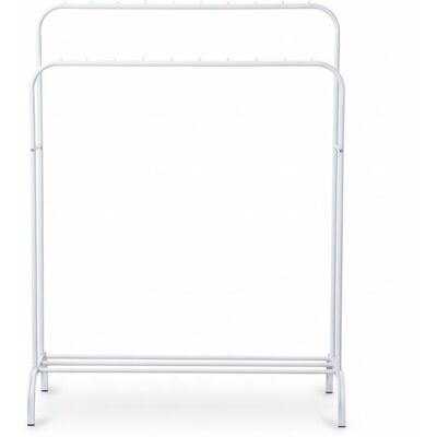 DASCK - Appendiabiti Doppia Barra Metallico 110 Cm Con Ripiano - Bianco DASCK - Appendiabiti Doppia Barra Metallico 110 Cm Con Ripiano - Bianco