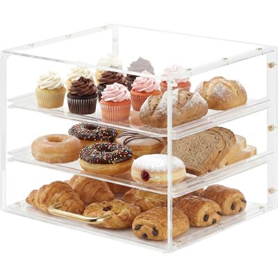 MOPHORN Vetrina Per Pasticceria Con 3 Ripiani Da Banco, Espositore In Acrilico Trasparente Con Anta A Ribalta, Ideale Per Pane, Torte, Biscotti E Dolci, Dimensioni 330 X 260 X 260 Mm MOPHORN Vetrina Per Pasticceria Con 3 Ripiani Da Banco, Espositore In Acrilico Trasparente Con Anta A Ribalta, Ideale Per Pane, Torte, Biscotti E Dolci, Dimensioni 330 X 260 X 260 Mm