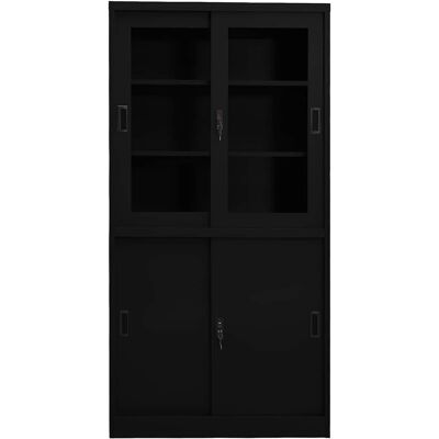 MAISON EXCLUSIVE - Armadio Per Ufficio Anta Scorrevole Nero 90x40x180 Cm Acciaio MAISON EXCLUSIVE - Armadio Per Ufficio Anta Scorrevole Nero 90x40x180 Cm Acciaio