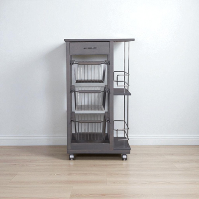 LIBEROSHOPPING Carrello Da Cucina Slim Portafrutta Con Portabottiglie Grigio LIBEROSHOPPING Carrello Da Cucina Slim Portafrutta Con Portabottiglie Grigio