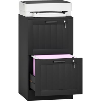 TORMATOR Mobiletto Da Ufficio, Contenitore In Legno Con 2 Cassetti E Serratura, Barre Appendiabiti Regolabili, 40 X 40 X 71 Cm, Nero TORMATOR Mobiletto Da Ufficio, Contenitore In Legno Con 2 Cassetti E Serratura, Barre Appendiabiti Regolabili, 40 X 40 X 71 Cm, Nero