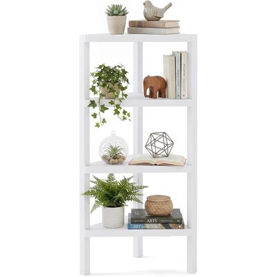 COSTWAY Supporto Scaffale Ad Angolo,libreria Ad Angolo A 4 Ripiani,scaffali A Doghe Aperte,bianco COSTWAY Supporto Scaffale Ad Angolo,libreria Ad Angolo A 4 Ripiani,scaffali A Doghe Aperte,bianco