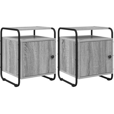 VIDAXL Armadio Da Notte 2 Pz Sonoma Grigio Legno Ingegnerizzato VIDAXL Armadio Da Notte 2 Pz Sonoma Grigio Legno Ingegnerizzato