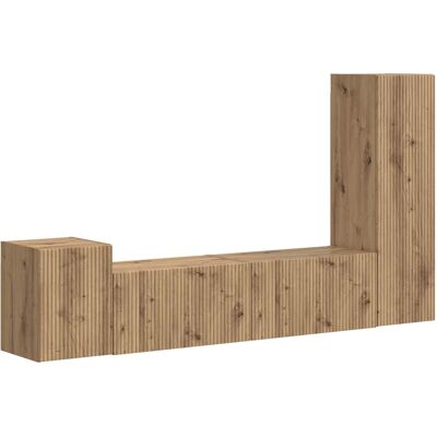 VIDAXL Set Mobile Tv 4 Pz Rovere Artigianale Legno Ingegnerizzato VIDAXL Set Mobile Tv 4 Pz Rovere Artigianale Legno Ingegnerizzato