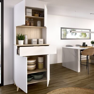 DMORA Credenza Findlay, Madia Un Cassetto, 4 Ripiani, Apertura Battente, Scorrevole, 40x60x191h Cm Bianco DMORA Credenza Findlay, Madia Un Cassetto, 4 Ripiani, Apertura Battente, Scorrevole, 40x60x191h Cm Bianco