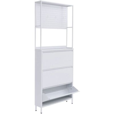 DÉCOSHOP26 Scarpiera Con 3 Scomparti Basculanti Mobiletto Per Scarpe Con Ripiano E Ganci 201x80x20 Cm Metallo Bianco 040008883 DÉCOSHOP26 Scarpiera Con 3 Scomparti Basculanti Mobiletto Per Scarpe Con Ripiano E Ganci 201x80x20 Cm Metallo Bianco 040008883