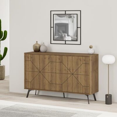 GIORDANOSHOP Madia Credenza Design Geometrico Moderno 123x77 Cm Con 4 Ante In Legno Rovere GIORDANOSHOP Madia Credenza Design Geometrico Moderno 123x77 Cm Con 4 Ante In Legno Rovere
