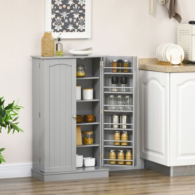 PZCC Mobile Dispensa Da Cucina Con 2 Ante, 5 Ripiani E 12 Portaspezie - 60 X 30 X 104 Cm - Grigio PZCC Mobile Dispensa Da Cucina Con 2 Ante, 5 Ripiani E 12 Portaspezie - 60 X 30 X 104 Cm - Grigio