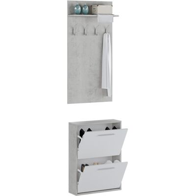 ARREDITALY Set Ingresso Salvaspazio Con Scarpiera 2 Ribalte E Appendiabiti Da Parete Con Mensola Mobile Ingresso Moderno Soggiorno Portascarpe Giacche 54 X 73 X 18 Cm Bianco E Grigio Cemento ARREDITALY Set Ingresso Salvaspazio Con Scarpiera 2 Ribalte E Appendiabiti Da Parete Con Mensola Mobile Ingresso Moderno Soggiorno Portascarpe Giacche 54 X 73 X 18 Cm Bianco E Grigio Cemento