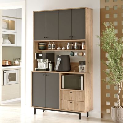 DMORA Credenza Pianella, Madia 4 Ripiani, 2 Cassetti, 6 Ante, 120x36x205h Cm Nero Antracite DMORA Credenza Pianella, Madia 4 Ripiani, 2 Cassetti, 6 Ante, 120x36x205h Cm Nero Antracite