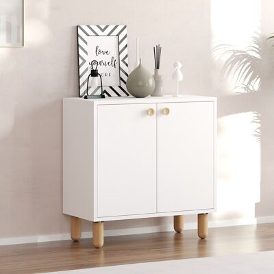 DMORA Credenza Pontida, Madia Un Ripiano, 2 Ante, 2 Vani, 72x36x73h Cm Bianco DMORA Credenza Pontida, Madia Un Ripiano, 2 Ante, 2 Vani, 72x36x73h Cm Bianco