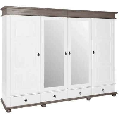 M&S Armadio Camera Da Letto 4 Ante Specchi 4 Cassetti Legno Bianco Grigio M&S Armadio Camera Da Letto 4 Ante Specchi 4 Cassetti Legno Bianco Grigio