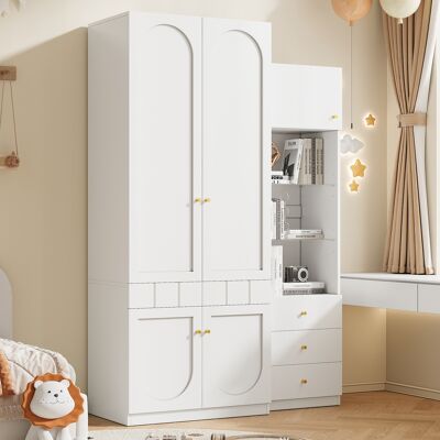 KELLANY Set Armadio, Armadio A 2 Ante + Vetrina, Set Mobili Per Camera Da Letto, Mobili Per La Conservazione Della Camera Da Letto, Armadio Laccato + Armadio Di Stoccaggio, Set Di Mobili Bianchi, 80×50×200 Cm KELLANY Set Armadio, Armadio A 2 Ante + Vetrina, Set Mobili Per Camera Da Letto, Mobili Per La Conservazione Della Camera Da Letto, Armadio Laccato + Armadio Di Stoccaggio, Set Di Mobili Bianchi, 80×50×200 Cm