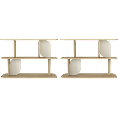 Unique Scaffale Con 2 Ripiani Naturale Chiaro E Beige - Lotto Di 2 - Neleria Unique Scaffale Con 2 Ripiani Naturale Chiaro E Beige - Lotto Di 2 - Neleria
