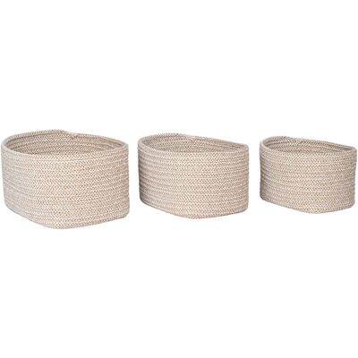 KENDRA HOME Set 3 Cestini In Cotone Intrecciato Cadima — Beige Nordico KENDRA HOME Set 3 Cestini In Cotone Intrecciato Cadima — Beige Nordico