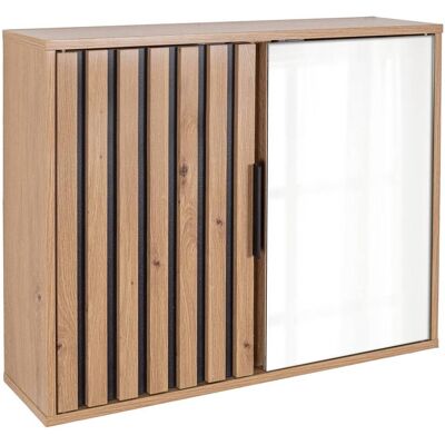 TENDANCE Mobile Alto In Mdf Con 1 Anta, 1 Anta A Specchio E 2 Ripiani, Motivo Karma - TENDANCE Mobile Alto In Mdf Con 1 Anta, 1 Anta A Specchio E 2 Ripiani, Motivo Karma -