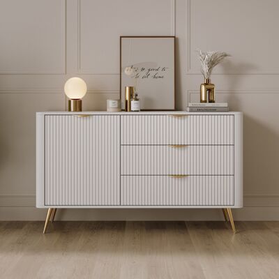 DMORA Credenza Halilomo, Madia 3 Cassetti, Un Ripiano, Apertura Battente, Scorrevole, 138x38x81h Cm Bianco DMORA Credenza Halilomo, Madia 3 Cassetti, Un Ripiano, Apertura Battente, Scorrevole, 138x38x81h Cm Bianco