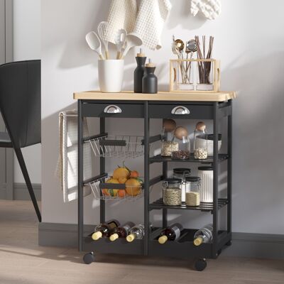 PZCC Carrello Multiuso Con Ruote, Carrello Per Verdura, Carrello Da Cucina Con 2 Cassetti, 2 Cestini E 2 Ripiani, 74x37x76 Cm, Nero PZCC Carrello Multiuso Con Ruote, Carrello Per Verdura, Carrello Da Cucina Con 2 Cassetti, 2 Cestini E 2 Ripiani, 74x37x76 Cm, Nero