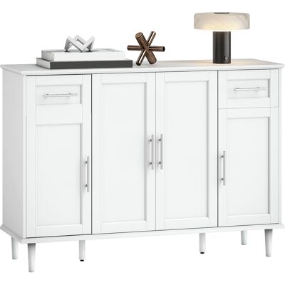 TORMATOR Credenza Buffet Elegante Con 2 Cassetti E 3 Armadietti Con Ripiani Regolabili, In Legno, 120x38x86 Cm, Bianco TORMATOR Credenza Buffet Elegante Con 2 Cassetti E 3 Armadietti Con Ripiani Regolabili, In Legno, 120x38x86 Cm, Bianco