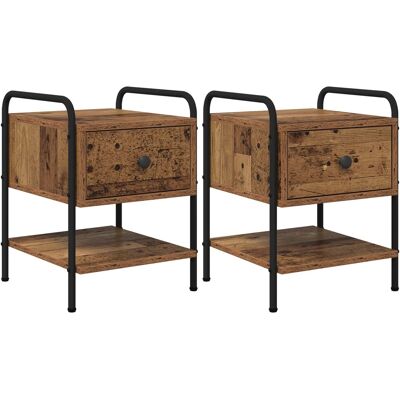VIDAXL Armadio Da Notte 2 Pz Legno Antico 35 X 36,5 X 47 Cm VIDAXL Armadio Da Notte 2 Pz Legno Antico 35 X 36,5 X 47 Cm