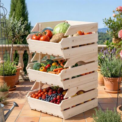 PZCC Cesto Portafrutta A 3 Livelli Rimovibile In Legno Di Abete Per Frutta E Verdura, 27x37,5x60 Cm, Colore Naturale. PZCC Cesto Portafrutta A 3 Livelli Rimovibile In Legno Di Abete Per Frutta E Verdura, 27x37,5x60 Cm, Colore Naturale.