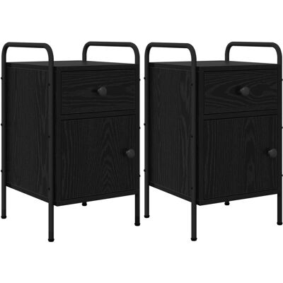 VIDAXL Armadio Da Notte 2 Pz Rovere Nero 35 X 36,5 X 61 Cm VIDAXL Armadio Da Notte 2 Pz Rovere Nero 35 X 36,5 X 61 Cm